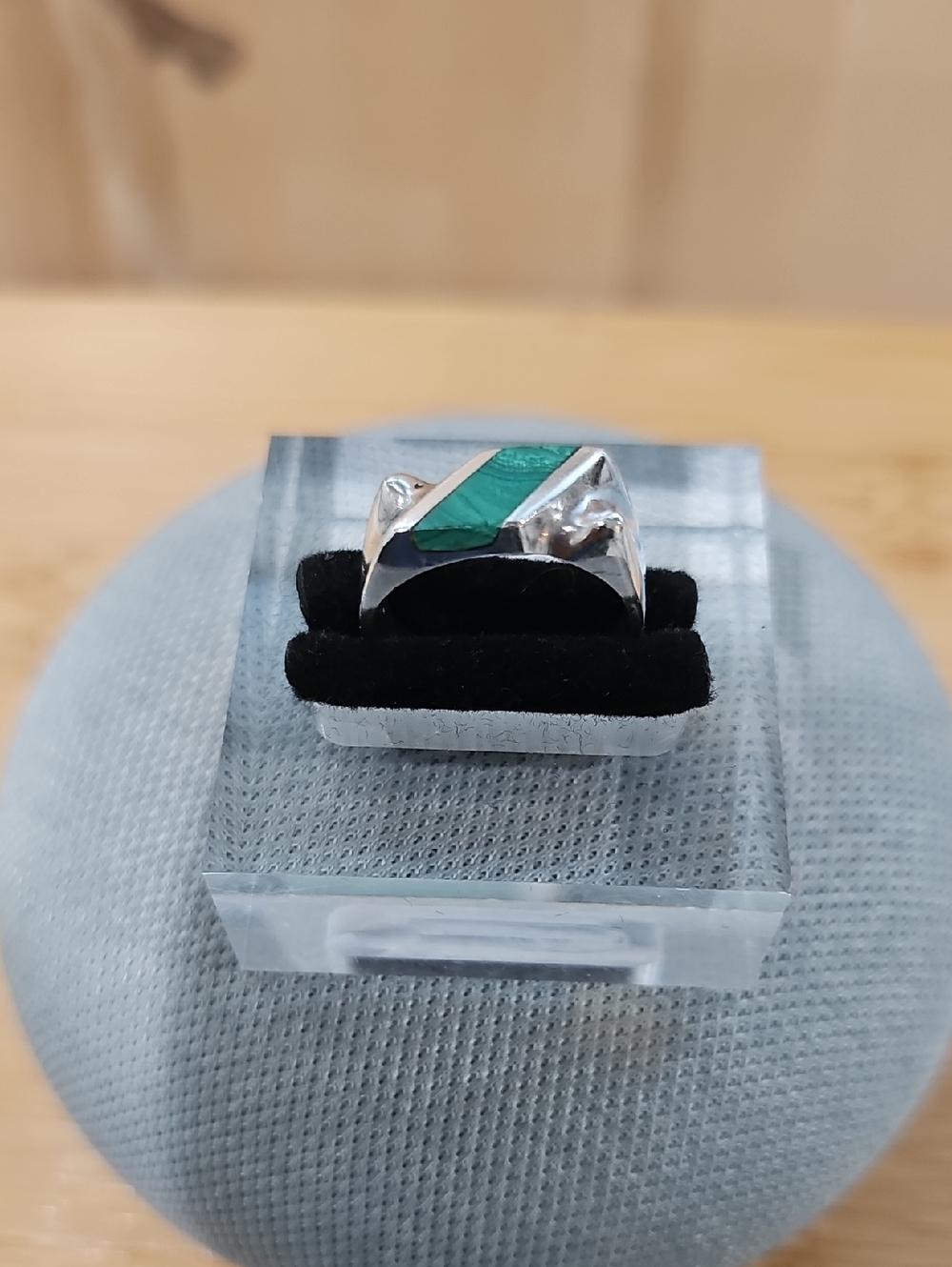 Sterling Silver Green Inlay Statement Ring